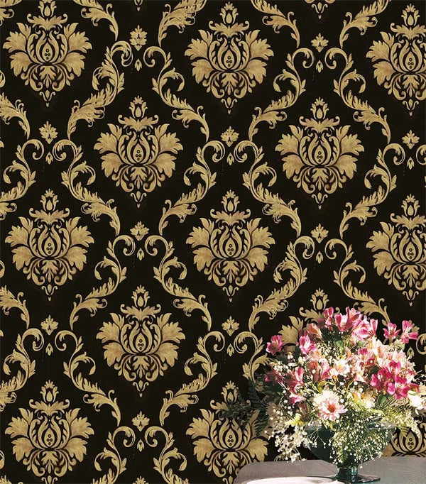 Damask Pre-Pasted Wallpaper