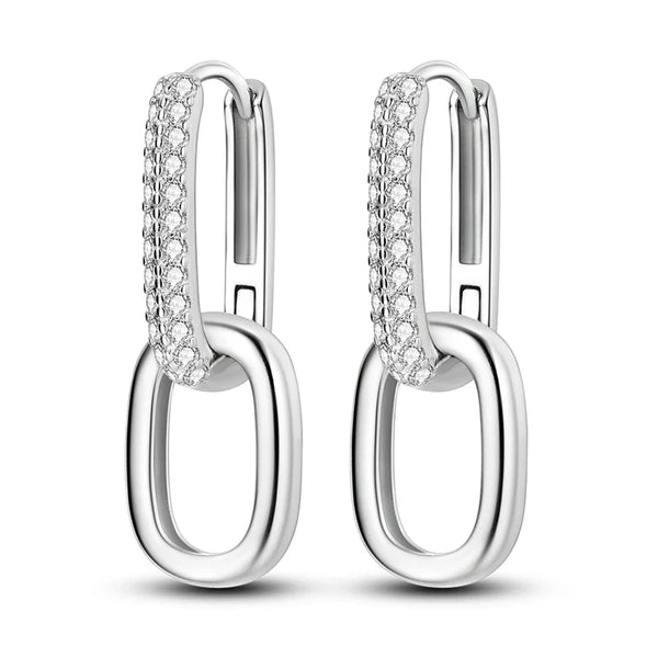 925 Sterling Silver Hoop Earrings with Zircon | Classic U-Shaped Women Jewelry