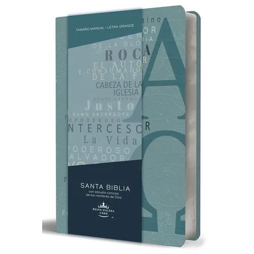 Biblia Rvr 1960 Letra Grande Tamaño Manual, Simil Piel Azul Alpha Omega Con Nombres de Dios / Spanish Bible Rvr 1960 Handy Size Large Print Leathersof - Paperback