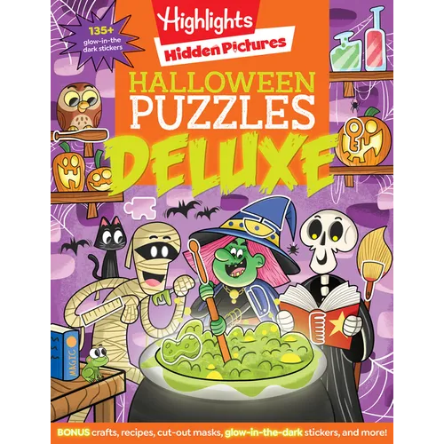 Halloween Puzzles Deluxe: Jumbo Halloween Gift for Kids with Seek and Find Puzzles, Over 600 Hidden Objects, 135 Glow-In-The-Dark Stickers, Recipes an - Paperback