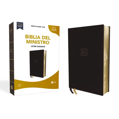 Rvr60, Biblia del Ministro, Letra Gigante, Leathersoft, Negro, Palabras de Jesús En Rojo, Comfort Print - Leather