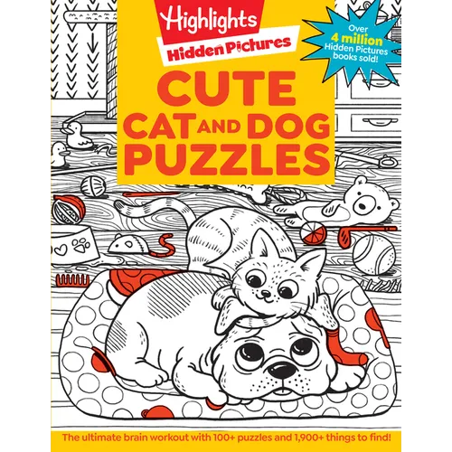 Cute Cat and Dog Puzzles: 144-Page Activity Book for Kids with Over 1,800 Objects to Find, Search-And-Find Puzzles Featuring Cute Kittens and Puppies - Paperback