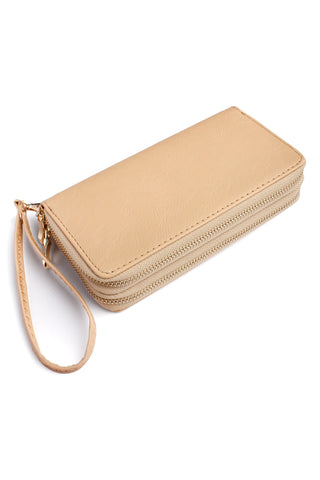 Buy natural Double Zip Around Wallet