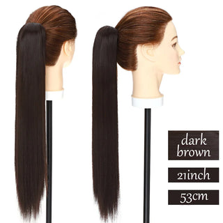 Buy dark-brown1 Synthetic Long Wavy Fake Ponytail Extension