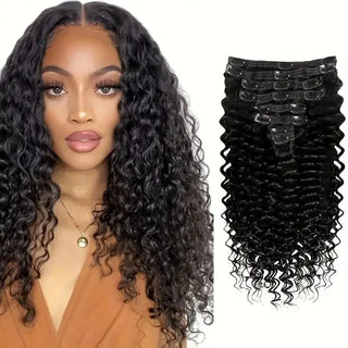 Human Hair Deep Wave Clip in Hair Extensions