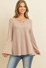 Criss Cross Neck Long Sleeve Hacci Top