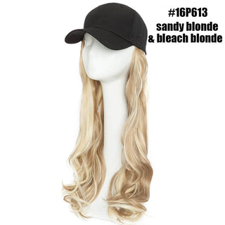 Buy 16p613 Synthetic Baseball Cap With Hair Long Wavy Fake Hair
