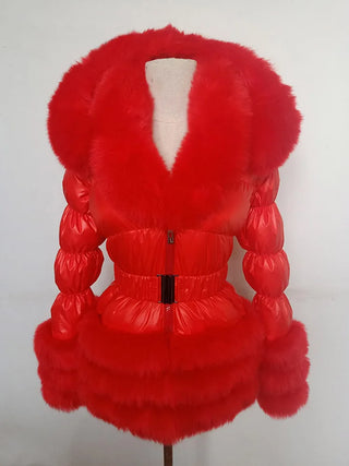 Buy red ZADORIN Fashion Faux Fur Coat