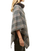 Aubrie Cozy Warm Plaid Checkered Super Sofy Faux Fur Collar Poncho