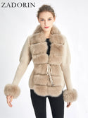 Knitted Sweater Fur Cardigan