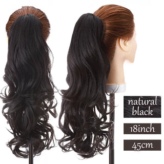 Buy natural-black Synthetic Long Wavy Fake Ponytail Extension