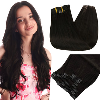 Buy 1b-off-black Double Weft Hair Extensions Human Hair for Woman