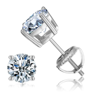 Buy 6-5mm-1ct-silver Classic Screw Back 925 Sterling Silver 6.5mm 1ct VVS Moissanite Diamond Stud Earrings