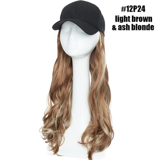 Buy 12p24 Synthetic Baseball Cap With Hair Long Wavy Fake Hair