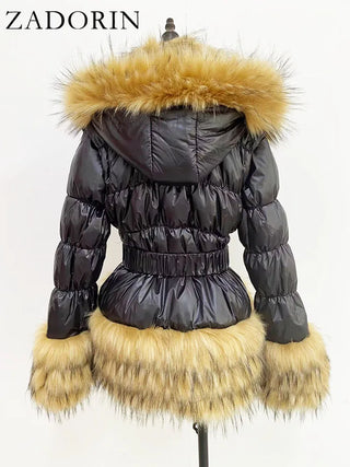 Buy black-raccoon-fur ZADORIN Fashion Faux Fur Coat