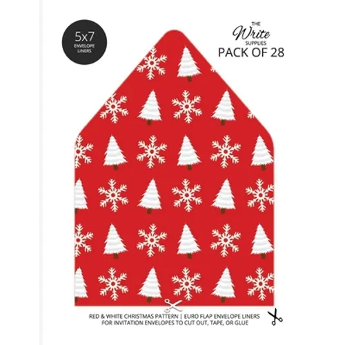 Christmas Pattern Envelope Liners Euro Flap 5x7 with Red & White Design: For Invitation Envelopes for Holidays, Birthdays, Weddings (28 Pack) - Paperback