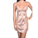 Sexy Satin & Sheer Mesh Slip With Panty Nude