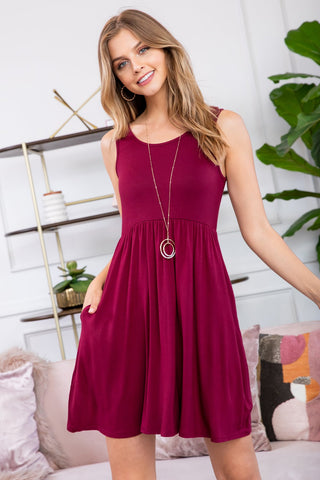 Buy burgundy Racerback Tank Dress