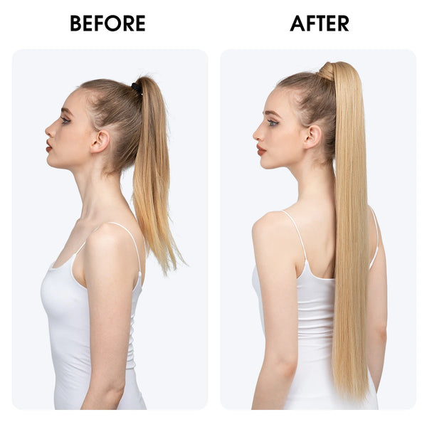 Synthetic Straight Ponytail Hair Extension Clip in