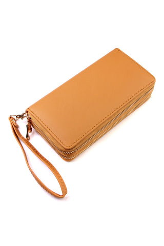 Buy camel Double Zip Around Wallet