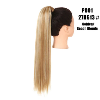 Buy golden-beach-blonde Synthetic Straight Ponytail Hair Extension Clip in