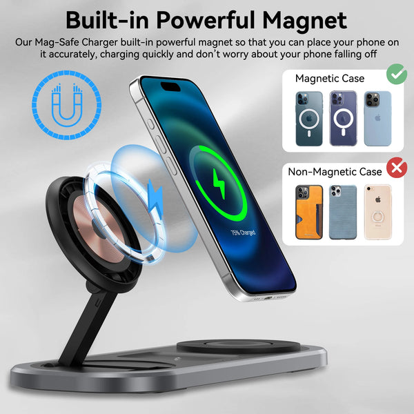 Magnetic Foldable 3 in 1 Wireless Charger Charging Station
