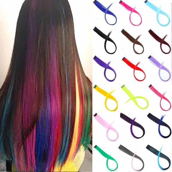Synthetic Rainbow Highlighted Hair