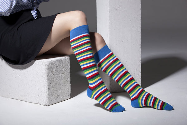 Women's Colorful Stripe Knee High Socks Set
