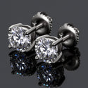 Classic Screw Back 925 Sterling Silver 6.5mm 1ct VVS Moissanite Diamond Stud Earrings