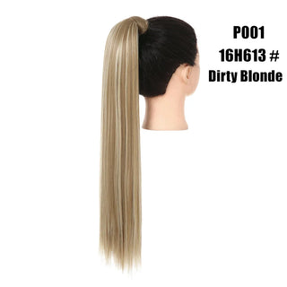 Buy dirty-blonde Synthetic Straight Ponytail Hair Extension Clip in