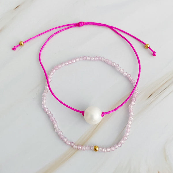 Genuine Pearl Color Dream Bracelet Set of 2