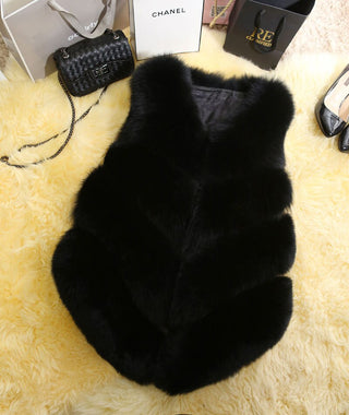 Buy black Faux Fur Sleeveless Vest