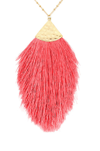 Buy neon-pink Tassel Pendant Necklace