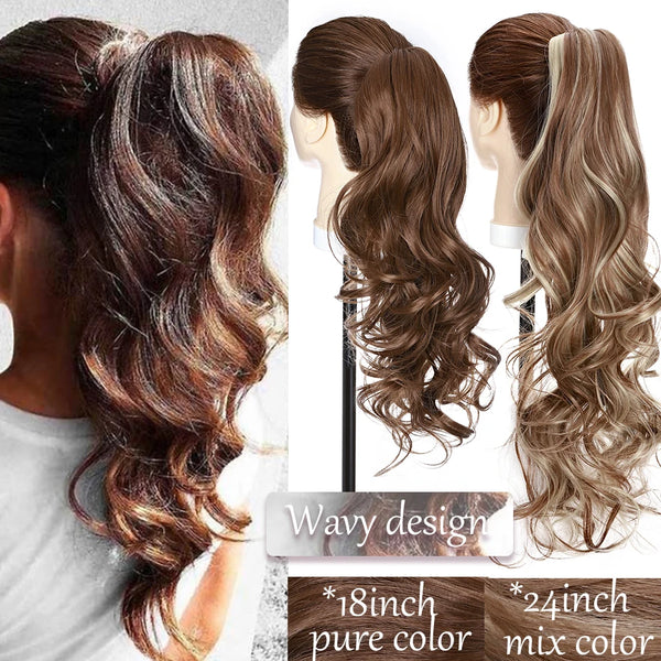 Synthetic Long Wavy Fake Ponytail Extension