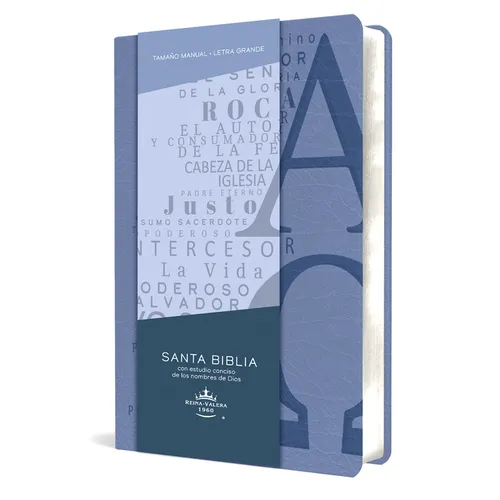 Biblia Rvr 1960 Letra Grande Tamaño Manual, Símil Piel Azul Celeste Con Nombres de Dios / Spanish Bible Rvr 1960 Handy Size Large Print Leathersoft So - Bonded Leather