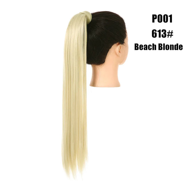 Synthetic Straight Ponytail Hair Extension Clip in