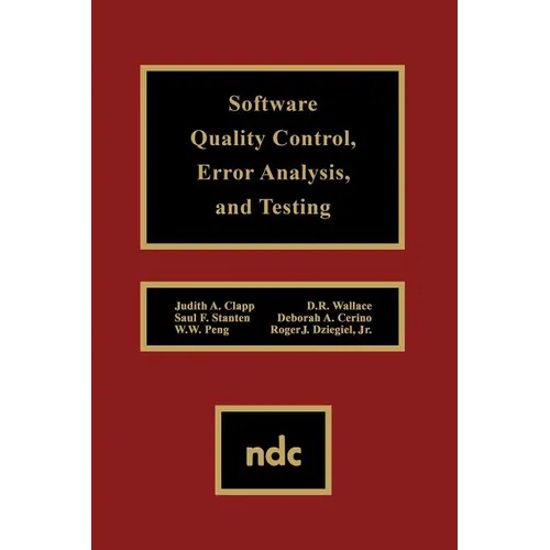 Software Quality Control, Error, Analysis - Hardcover