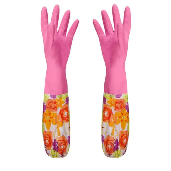 Rubber Velvet Long Gloves Household