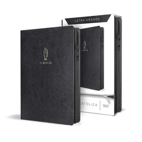 La Biblia Católica Letra Y Tamaño Grande. Símil Piel Negra, Cremallera / Catholic Bible in Spanish Black Leathersoft with Zipper - Paperback