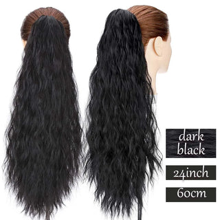 Buy dark-black2 Synthetic Long Wavy Fake Ponytail Extension