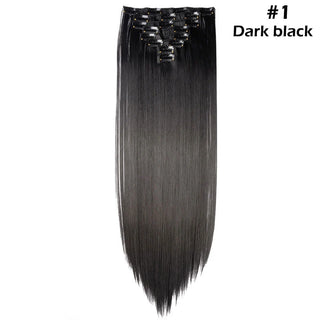 Buy dark-black Long Straight Clip in on Hair Extensions