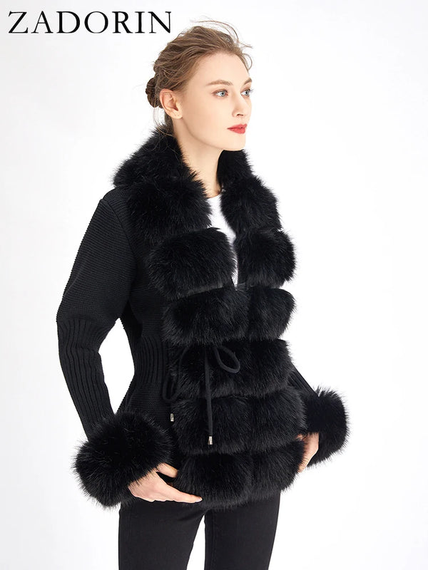 Knitted Sweater Fur Cardigan