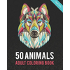 50 Animals Adult Coloring Book: Color Lion, Wolf, Bird, Horse, Cat, Dog, Owl, Elephant, and Many More - Paperback