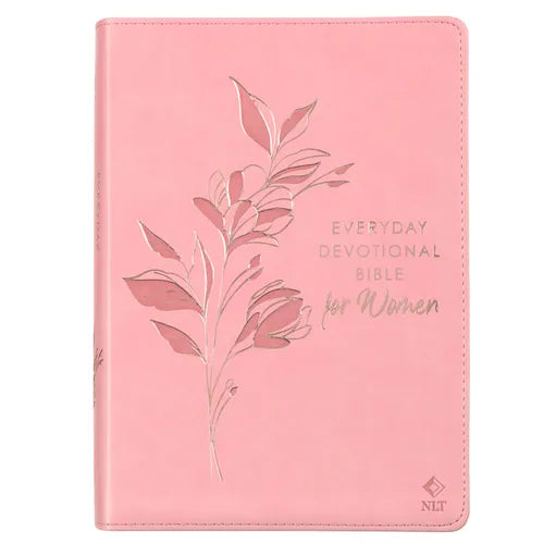 NLT Holy Bible Everyday Devotional Bible for Women New Living Translation, Vegan Leather, Pink Debossed - Leather