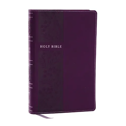 NKJV Personal Size Large Print Bible with 43,000 Cross References, Purple Leathersoft, Red Letter, Comfort Print - Imitation Leather