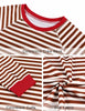 Misyula Style Plus Size Striped Color Block Sweatshirt Red Brown Size XL