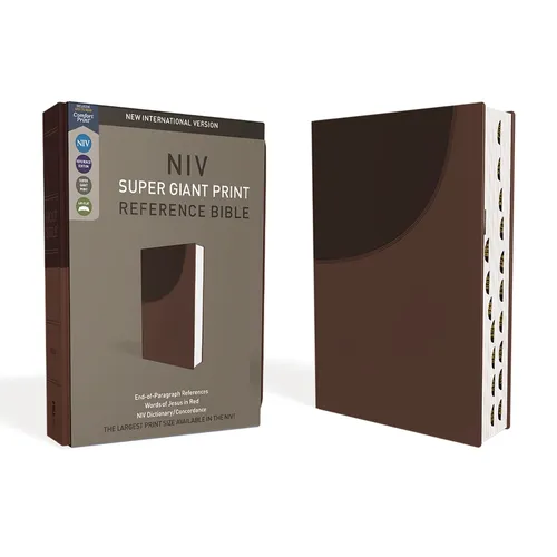 Niv, Super Giant Print Reference Bible (Font Size: 16.5-Point), Leathersoft, Brown, Red Letter, Thumb Indexed, Comfort Print - Imitation Leather