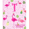 Composition Notebook T: Pink Flamingo Initial T Composition Wide Ruled Notebook - Paperback