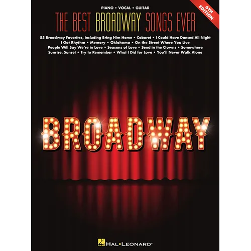 The Best Broadway Songs Ever - 6th Edition Piano/Vocal/Guitar Songbook 85 Classic Broadway Show Tunes Sheet Music for Musicals from the Sound of Music - Paperback