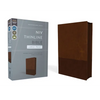 Niv, Thinline Bible, Large Print, Leathersoft, Brown, Zippered, Red Letter, Comfort Print - Imitation Leather